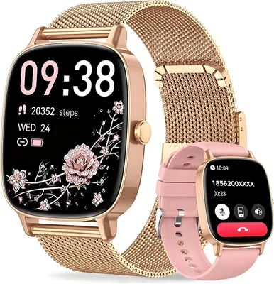 Produktbild von coioc Smartwatch Damen (2 Armbändern) mit Telefonfunktion, 1.85 Zoll HD Voll-Touchscreen Smartwatch, 120+ Sportmodi, IP68 Wasserdicht Fitness Tracker mit Herzfrequenz, Schlafmonitor für iOS Android