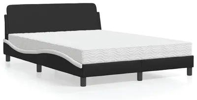 Image de vidaXL Lit avec matelas "Dover" noir et blanc 140x190 cm simili-cuir