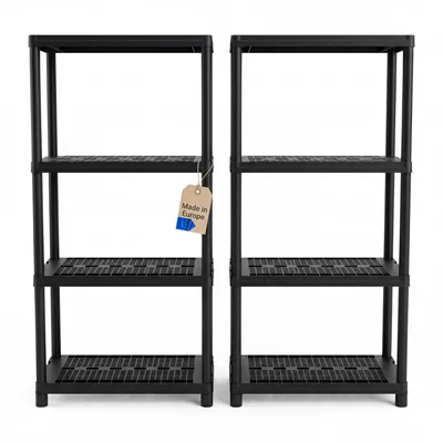 Produktbild von BigDean 2 Stück Schwerlastregal Kellerregal, Lagerregal, Steckregal, jeweils 131 x 58 x 29 cm, jeweils bis ca 120 kg belastbar und 4 Ablagen