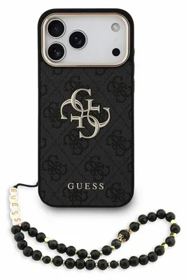 Obrázok produktu pre GuessPolyuretán4G kovové logo, puzdro s remienkom pre iPhone 18 Pro Max, čierne (57983131390)