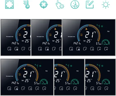 Produktbild von 6X Intelligent Raumthermostat Thermostat fußbodenheizung Warmwasserbereitung 5+1+1 sechs Perioden programmierbarer Thermostat Wandthermostat Digital LCD mit Sperrfunktion 95-240 V