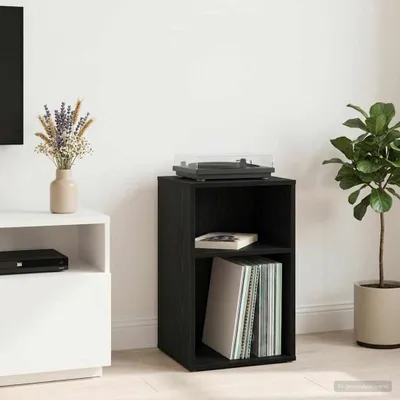 Produktbild von Möbel Schallplattenschrank Schwarz Eichen-Optik 38 x 33 x 61 cm - CD- & DVD-Regale &2981