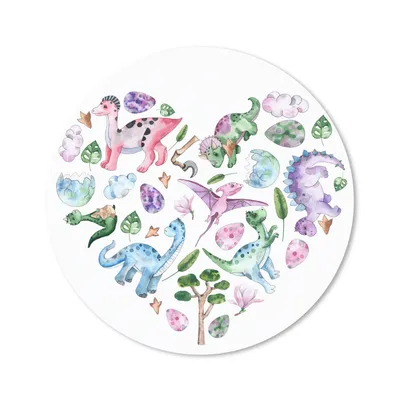 Produktbild von MuchoWow® Mauspad Mousepad Kinderzimmer - Herz - Dinosaurier - Mädchen - Kinder - Rosa 40x40 cm - Mousepads - Maus Mat - Pad - Mausunterlage - Schreibtisch Accessoires
