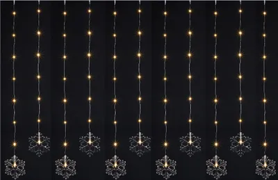 Produktbild von Záves zo snehových vločiek - 83 LED / 200 cm - batérie Vnútorné a vonkajšie