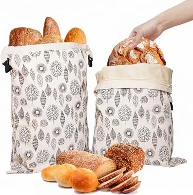 Produktbild von OHIYO Wiederverwendbare Bienenwachs Brotbeutel 43cm*33cm, natürliche Bienenwachs-beschichtete Baumwoll-Aufbewahrungsbeutel für selbstgebackenes Brot und n (2er-Pack)