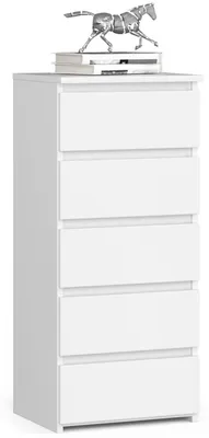 Produktbild von Kommode - CL5 - 5 Schubladen - Holz - 40 x 35 x 92 cm - Weiß