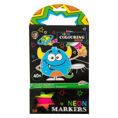 Produktbild von Grafix Colorbook Neon mit 5 Marker Rocket