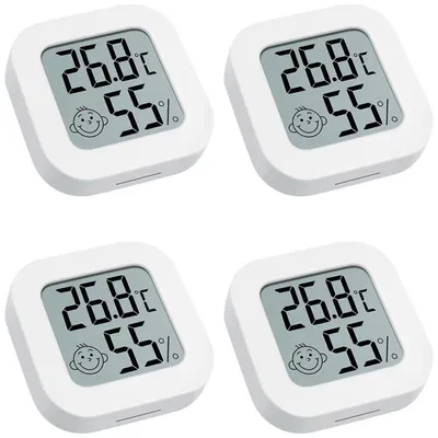 Produktbild von 4× LCD Digital Thermometer Innen Hygrometer für Babyzimmer Wohnzimmer Büro Kühlschrank, Weiß
