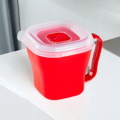 Obrázek produktu pro Mikrovlnná hrnky s víkem, červená barva