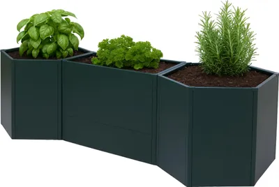Immagine prodotto di set di 3 letti rialzati HWC-P64, letto rialzato in metallo per ortaggi/piantine fioriera in acciaio 77x286x88cm ~ verde
