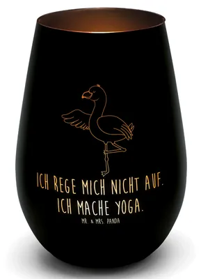 Produktbild von Mr. & Mrs. Panda Laterne Flamingo Yoga - Schwarz - Geschenk, Teelichthalter Glas, Aufgeregt, Windlicht, Entspannt, Vogel, Namaste, Yogi, Achtsamkeit, Gartenlicht