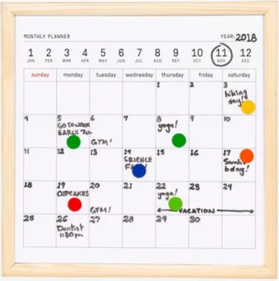 Produktbild von memo-Board-Kalender 22,5 x 28 cm Stahl/Holz weiß