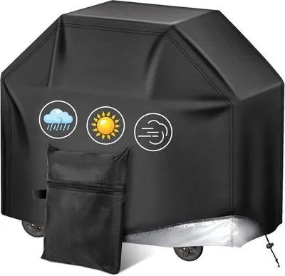 Produktbild von Universelle Grillabdeckung – 210D Oxford, UV-beständig und reißfest, für Gasgrills geeignet, 145x61x117 cm, robust und wasserdicht, schwarz