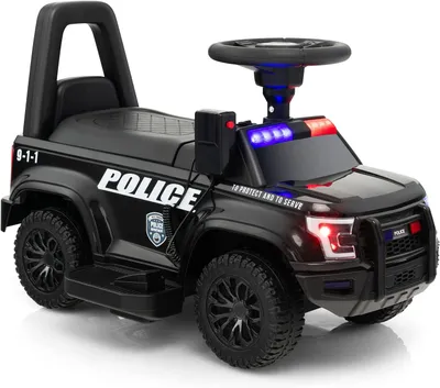 Produktbild von 6V Kinder Elektroauto mit Sirene & LED Lichtern & Musik & Hupe, Elektrofahrzeug, Kinderfahrzeug, Batteriebetriebenes Kinderauto, Rutschauto für Kinder ab 18 Monate (Polizeiauto)