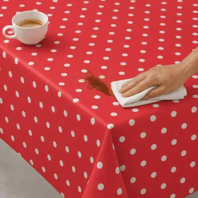 Produktbild von Wachstuchtischdecke Punkte abwischbar 140 x 120 - 26041-Punkte rot