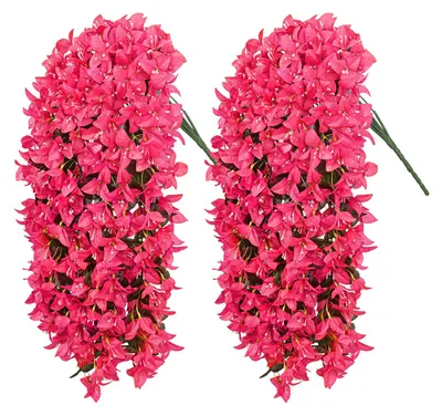 Produktbild von 2 Stück künstliche Bougainvillea Speetabilis zum Aufhängen, UV-beständig, realistische Kunstblume, für Hochzeiten, Partys, drinnen und draußen, Garten, Hof, Wanddekoration, künstliche Blüten