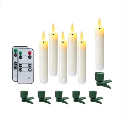 Immagine prodotto di INF Set di 6 Candele a LED Bianco Avorio Senza Fiamma con Telecomando e Supporti
