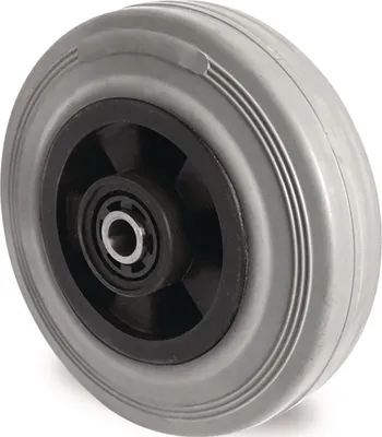 Obrázek produktu pro Náhradní kolo – průměr 100 mm, nosnost 75 kg, plná guma, šedá, osa 8 mm, délka náboje 40 mm