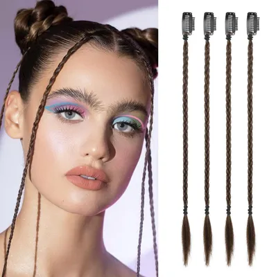 Image de Extension de cheveux à clipser, chignon, 4 pièces, 35 cm, rouge-brun, matière synthétique