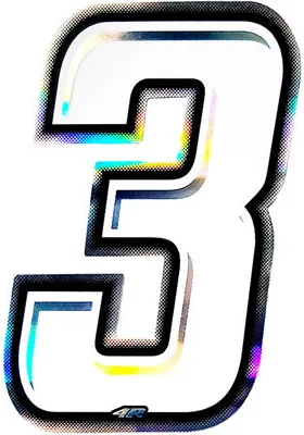 Image de Autocollant numéro de course pour moto "3" Slim Blanc 100 mm