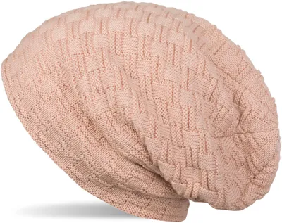 Produktbild von styleBREAKER Feinstrick Longbeanie Mütze mit Flecht Muster und warmem Fleece Innenfutter | Winter Strickmütze Uni elastisch weich bequem warm