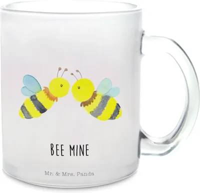 Produktbild von Mr. & Mrs. Panda Teetasse Biene Liebe - Transparent - Geschenk, Trinkglas, Motivtasse, Tee Tasse, Häferl, getränkebecher
