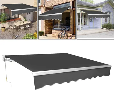 Produktbild von TolleTour Gelenkarmmarkise 350x300cm einziehbare Markise Sonnenschutz Balkonmarkise Gelenkarmmarkise Gelenkarm Sonnenschutz Grau