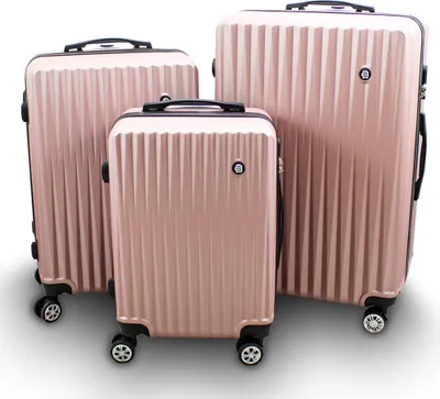 Produktbild von Barut Kofferset 3-teilig Reisekoffer Trolley Hartschalenkoffer ABS Teleskopgriff Modell General (Rosegold) MS-17079