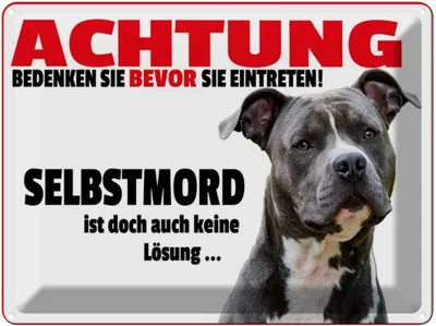 Produktbild von vianmo Blechschild 30x40 cm Achtung bedenken eintreten Hund Witz Humor Lustig Spaß