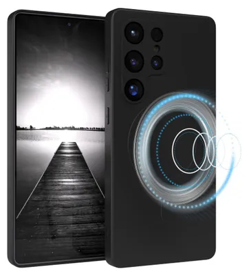 Produktbild von EAZY CASE - Silikonhülle magnetisch für Samsung Galaxy S25 Ultra, Hülle Silikon, weich stoßfeste Magnet Handyhülle, Schutzhülle mit Kameraschutz, TPU Bumper in Schwarz