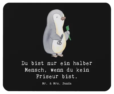 Produktbild von Mr. & Mrs. Panda Mousepad Friseur Herz - Schwarz - Geschenk, Friseursalon, computer, Mauspad, Mouse Pad, Frisör, Coiffeur, laptop, pc, Barbier
