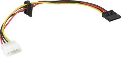Productafbeelding van InLine® 29672C, interne stroomkabel, 1x 13,34 cm (5,25") naar 2x 15-polige SATA, 0,3 meter