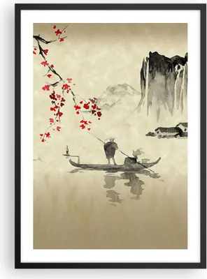 Produktbild von Gerahmtes Poster - Schwarzer Rahmen - Blume Kirschen Japan - 50x70 cm - Wand Bild - Wanddeko - Wandbilder - Kunstposter - Wandposter - Bilderrahmen - Bilder - Kunstdruck - P2BPA50x70-5020
