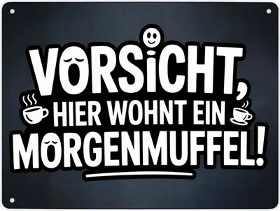 Produktbild von Vorsicht, hier wohnt ein Morgenmuffel! Metallschild XL in 21x28 cm Humor