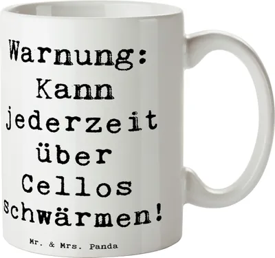 Produktbild von Mr. & Mrs. Panda Kaffeetasse Spruch Cello Schwärmerei - Weiß - Geschenk, Kammermusik, Instrument lernen, Becher, Streichinstrument, cappuccinotasse, Musiker, Solo, Musik