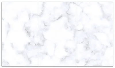 Produktbild von Wallario Herdabdeckplatte aus Glas, Größe 90 x 52 cm 3-teilig, Motiv Weiße Marmor-Optik