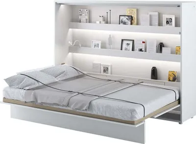 Produktbild von Wandklappbett Bed Concept 140x200 Schrankbett Horizontal Wandbett Gästebett Weiß
