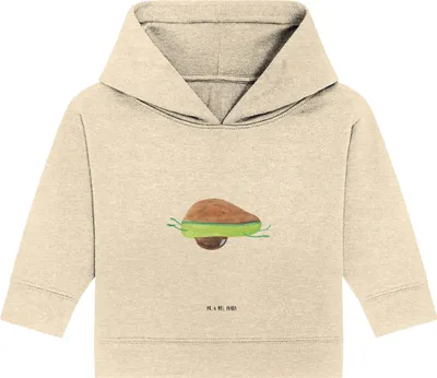 Produktbild von Mr. & Mrs. Panda Organic Baby Hoodie Avocado Yoga 12. - 18. Monat - Natural Raw - Geschenk, Bauch, Haha, Kapuzenshirt, Humor, Sport, Kapuzensweatshirt, Hilfe