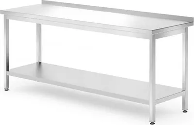 Immagine prodotto di Tavolo a parete HENDI con ripiano - avvitato, profondità 700 mm, Linea Cucina, 1800x700x(H)850mm