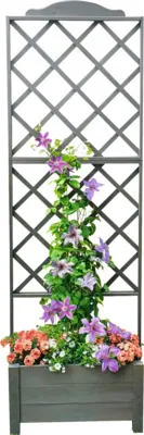 Produktbild von Pflanzkübel promadino Botanica Holz 69 x 32 x 210 cm grau inkl. Rankgitter