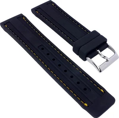 Produktbild von Hugo Boss | Uhrenarmband Silikon schwarz 22mm mit Kontrastnaht 25955