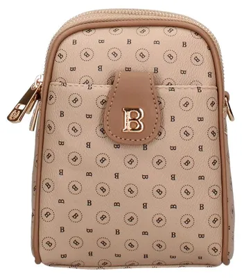 Productafbeelding van Schoudertas voor dames, zwart en bruin, met rits en monogramprint
