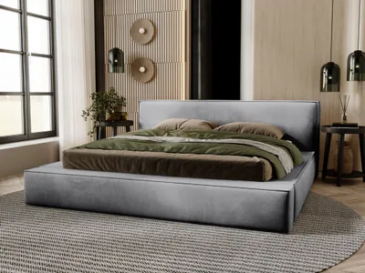 Obrázek produktu pro GRAINGOLD Exkluzivní čalouněná postel 120x200 cm Armani premium - designová postel se sametovou látkou, roštem a roštem - šedá (Amon 11)