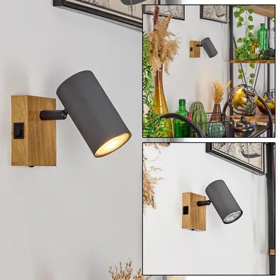 Produktbild von Gambellara »Gambellara« Wandlampe aus Metall in Holzoptik/Schwarz/Anthrazit