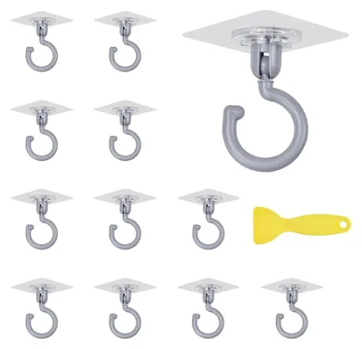 Produktbild von 12 Stück Selbstklebende Deckenhaken 360 Grad Drehbar max. 5 kg Ohne Bohren Transparent