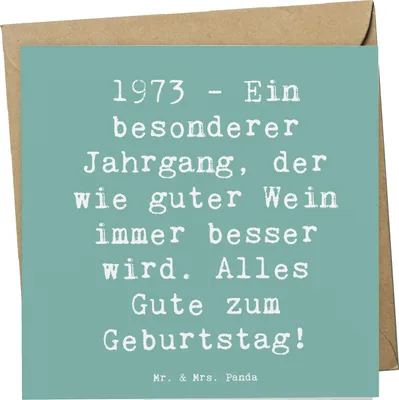 Produktbild von Mr. & Mrs. Panda Klappkarte Spruch 1973 Geburtstag - Meeresbrise - Geschenk, Wertschätzung, Glückwunsch, Grußkarte, doppelkarte, faltkarte, ein besonderer Jahrgang