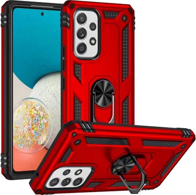 Produktbild von Conie Outdoor Schutzhülle für Samsung Galaxy A23 5G Tasche Silikon Hard Case Cover Hülle mit Halter Ständer in Rot