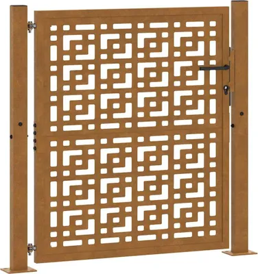 Produktbild von vidaXL Gartentor 100x100 cm Verwitterungsstahl Kreuzdesign