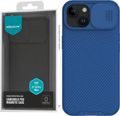Image de Étui magnétique Nillkin Camshield Pro pour Iphone 15 Plus avec protection de l'appareil photo - Bleu