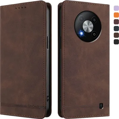 Image de Etui pour ZTE Blade A73 5G, étui rétro en cuirPolyuréthaneavec support et fentes pour cartes de crédit Marron